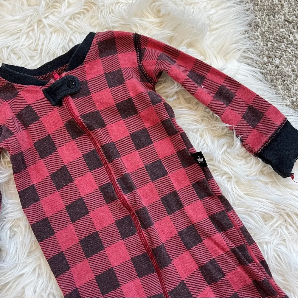 Baby Buffalo Plaid Zip Pajamas Footless Sleeper 18M Red Black